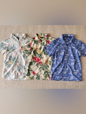 Janie and Jack Toddler Hawaiian Shirts Bundle 18-24M Tropical Linen Button Up